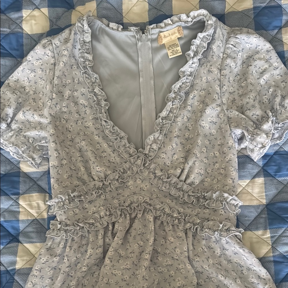 Altar'd State Light Blue Floral Ruffle Top